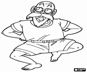 Master Roshi, Muten Roshi or Kame Sennin, the ancient martial arts master who trains Son Goku and Krillin coloring page