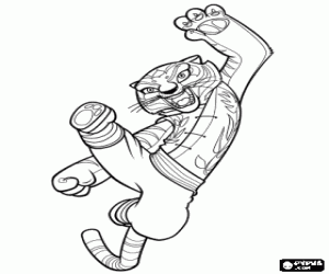 Master Tigress ready to fight in the training of master Shifu coloring page
