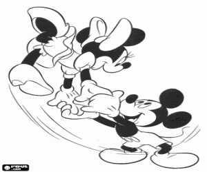 Mickey and Minnie dancing coloring page