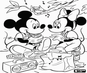 Mickey and Minnie Mouse Picnic coloring page
