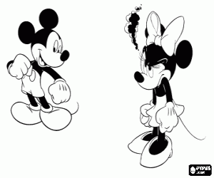 Minnie very angry with Mickey Mouse coloring page