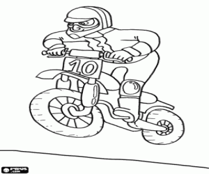 Motocross, motorcycle making a spectacular jump coloring page