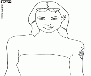 Movie star or model posing for photographers coloring page
