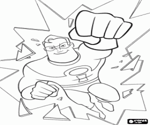 Mr. Incredible by breaking a glass with his super fist  coloring page