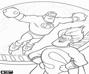Mr. Incredible prisoner face to face with the evil Syndrome coloring page