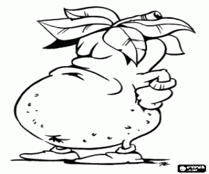 One lady potato, an animated large potato  coloring page