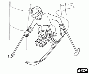 Paralympic skier in the slalom competition coloring page