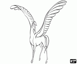 Pegasus, the winged horse, a gift from Zeus to his son Hercules coloring page