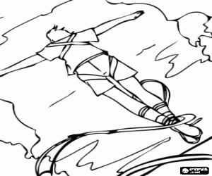 Person jumping into the vacuum with an elastic cord around the ankles, practicing bungee jumping coloring page