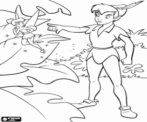 Peter Pan and Tinker Bell coloring page