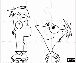 Phineas and Ferb puzzle coloring page