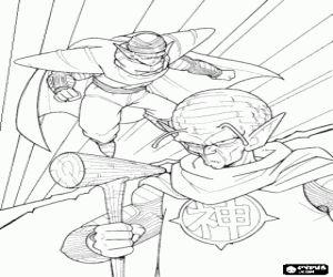 Piccolo and his father Piccolo Daimao or King Piccolo who is the evil part of a namekian that arrives to the Earth coloring page