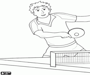 Ping pong game or table tennis game with the player hitting the ball with the racket coloring page