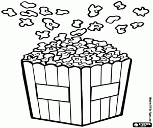 Popped popcorn, corn exploited coloring page