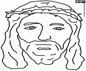 Portrait of Jesus with the crown of thorns coloring page