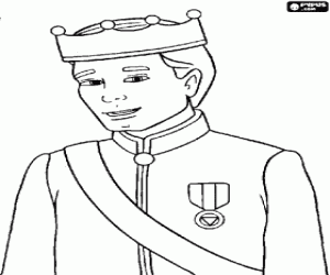 Portrait of the inheriting prince with the crown and the gala uniform with medal coloring page