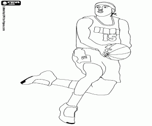 Professional athlete, basketball player during a game or workout coloring page