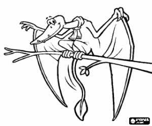 Pterodactyl on a branch coloring page