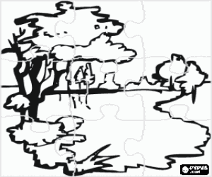 Puzzle of A lake with vegetation coloring page