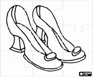Puzzle of a pair of elegant high-heeled shoes coloring page