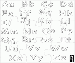 Puzzle of Alphabet with uppercase and lowercase letters coloring page