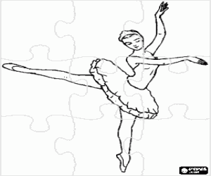 Puzzle of Ballet - Dancer in action coloring page
