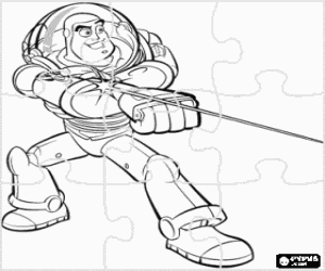 Puzzle of Buzz Lightyear shooting the laser beam - Toy Story puzzle coloring page