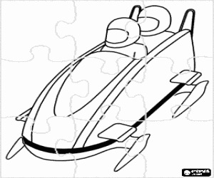 Puzzle of Descending in a bobsleigh or bobsled two-crew coloring page