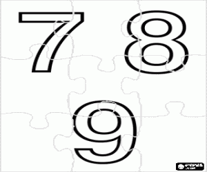 Puzzle of Digits 7, 8 and 9 coloring page