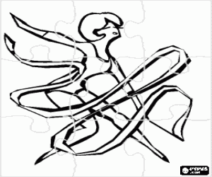 Puzzle of Rhythmic gymnastics - Ribbon exercise coloring page