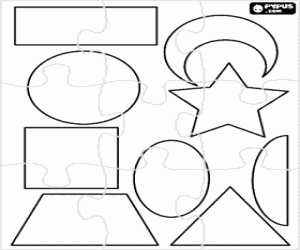 Puzzle of set of various shapes coloring page