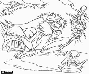 Rafiki and Timon talking quietly coloring page