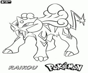 Raikou is an Electric-type Pok�mon and one of the three legendary beasts coloring page