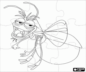 Ray puzzle, the romantic firefly in love with Evangeline, a star from heaven coloring page