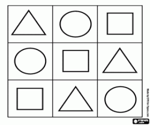 Recognizes simple shapes: rounds, squares and triangles coloring page