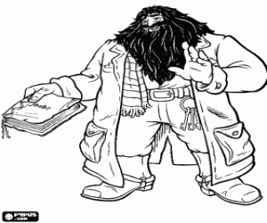 Rubeus Hagrid, a half-giant who is the Keeper of Keys and Grounds of Hogwarts coloring page