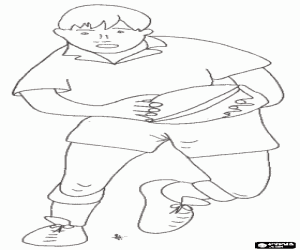 Rugby - Player with the ball in his hands coloring page