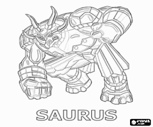 Saurus is a humanoid triceratops bakugan coloring page