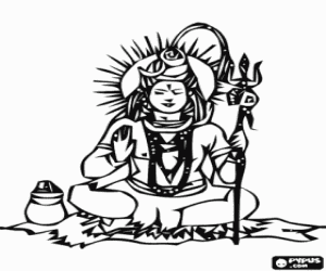 Shiva - The destroyer God in the Trimurti, the Hindu Trinity coloring page