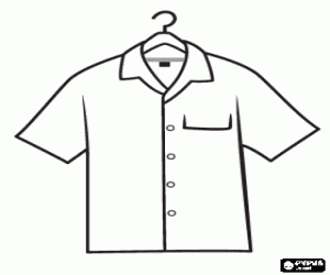 Short sleeves shirt with pocket on a hanger coloring page