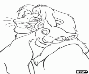 Simba and Nala in love coloring page