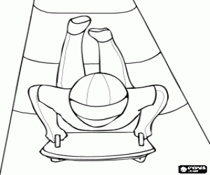 Skeleton or tobogganing competition, the athlet is placed face down on the sled coloring page