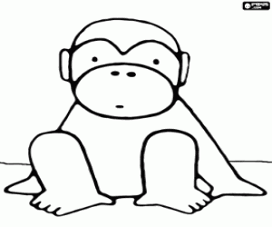 Small monkey seated in the ground coloring page