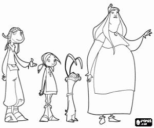 Some of the protagonists of adventures Gwizdo, Zaza, Hector and Jennyline coloring page