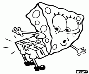 SpongeBob surprised that has torn trousers coloring page