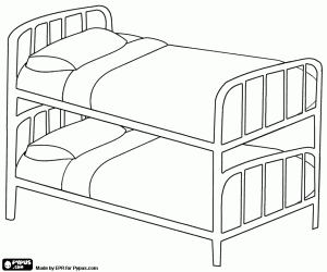 Standard bunk bed, two same size mattresses stacked one directly over the other coloring page