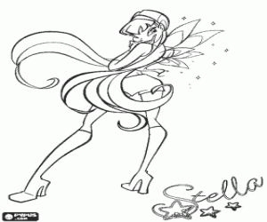 Stella, Fairy of power of the Sun, Moon and Stars coloring page