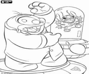 Stitch captured by Dr. Jumba coloring page