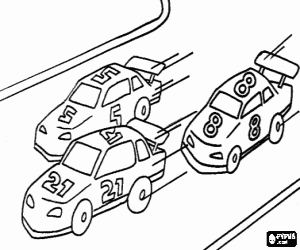 Stock cars auto racing in a circuit - Nascar Race coloring page