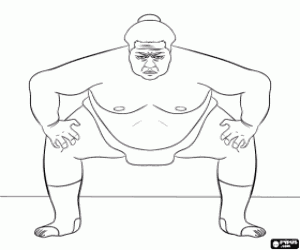 Sumo wrestler ready for combat, sumo is a type of wrestling coloring page